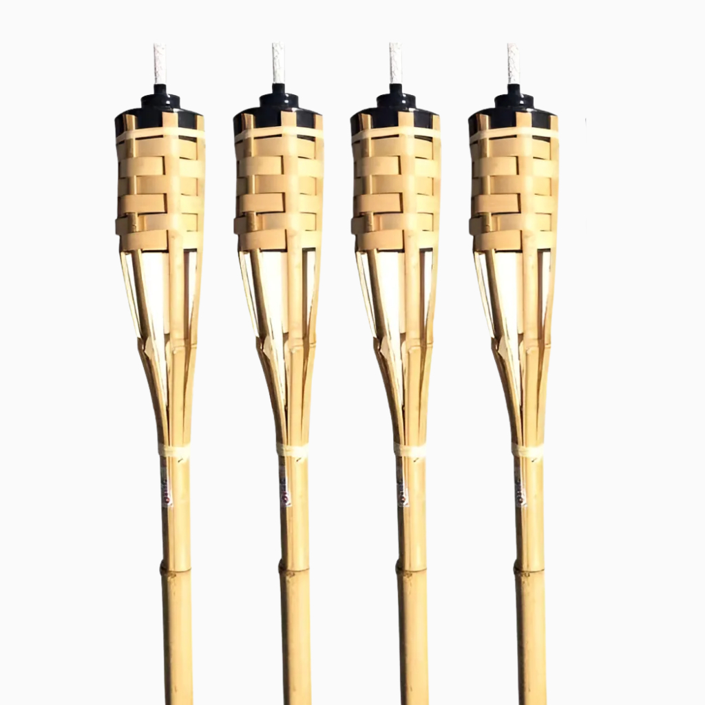 Kit Tochas de Bambu Lamparina Decorativa | Carnaval, Luau Tropical, Jardim, Casamento.