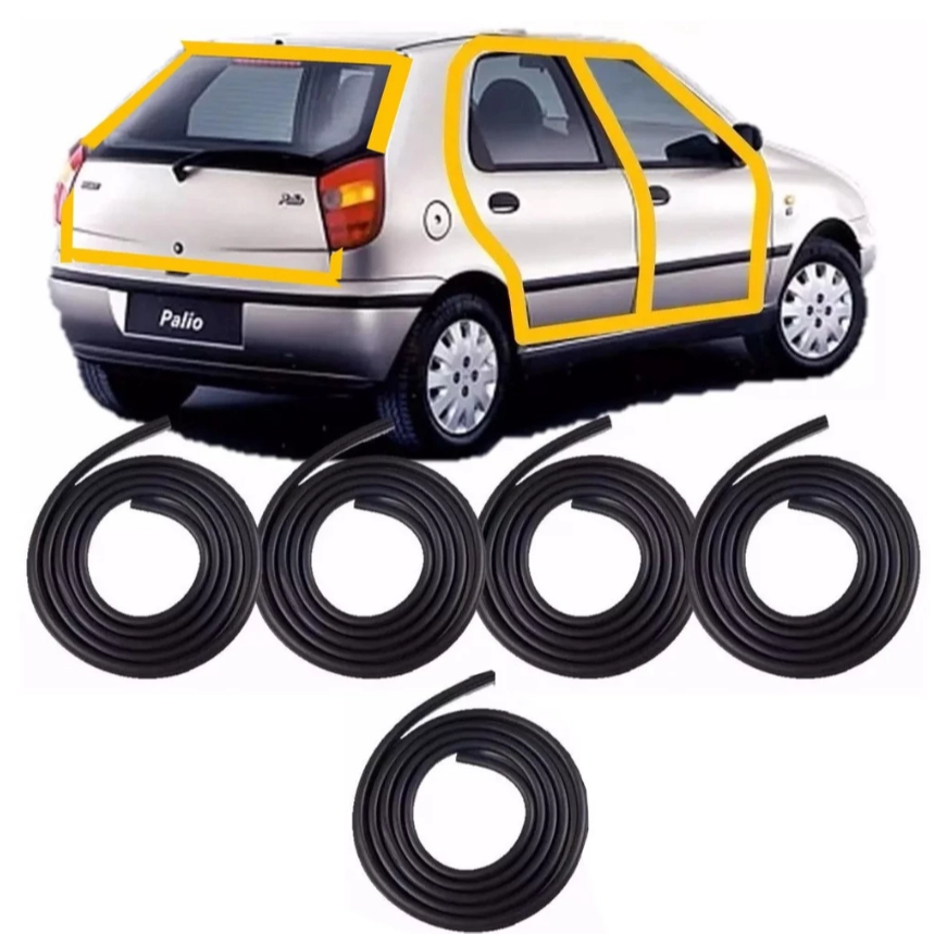 Kit Borracha Vedação Palio 1996 a 2024 4 Portas + Mala