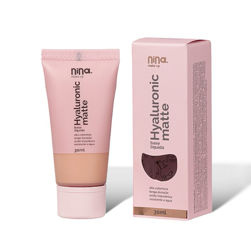Base Líquida Hyaluronic Matte Nina Makeup – Cobertura Matte e Hidratação em Oferta na Shopee