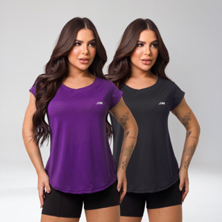Kit 2 Camiseta Academia Feminina Dry Fit Camisa Blusa Caminhada Musculação Treino Baby Look em Oferta na Shopee