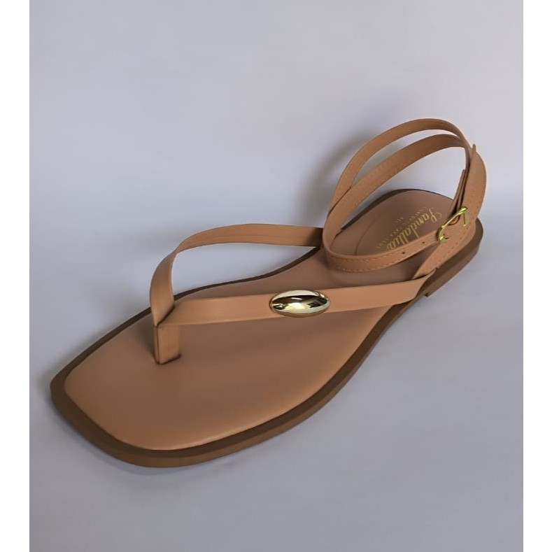 Sandália Chinelo Rasteira Feminina com Tiras e Esfeite Dourado e Design Moderno Confortável Resistente leve Durável