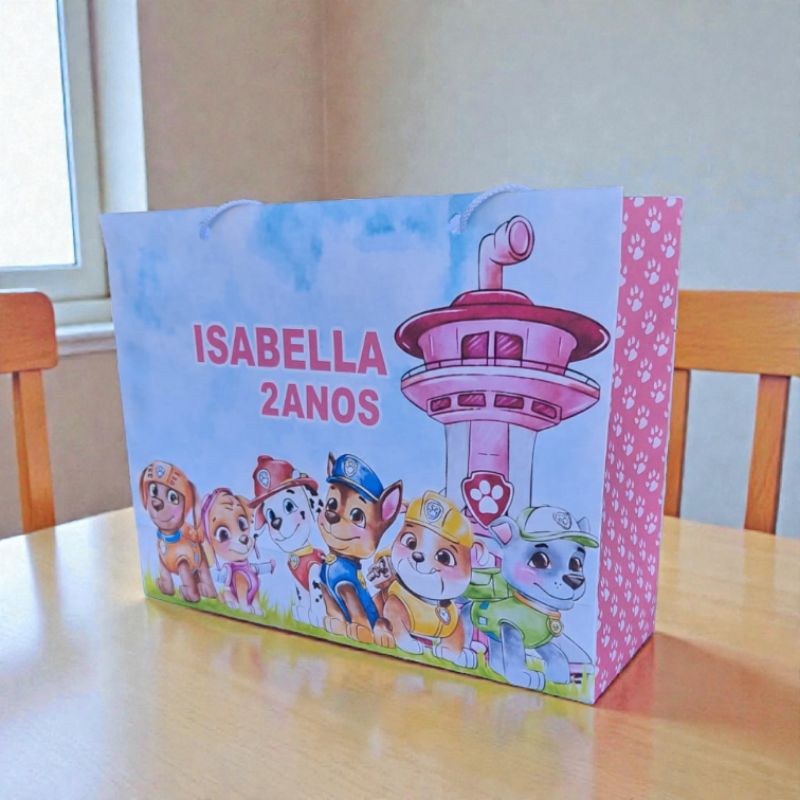Sacolinha Patrulha Canina Rosa/ Personalizado| PEGUE E MONTE
