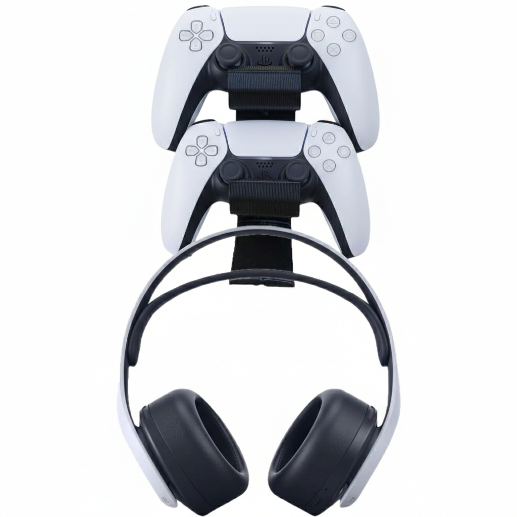 Suporte Duplo de Parede Para 2 Controle Ps5 Ps4 Ps3 Xbox + Headset