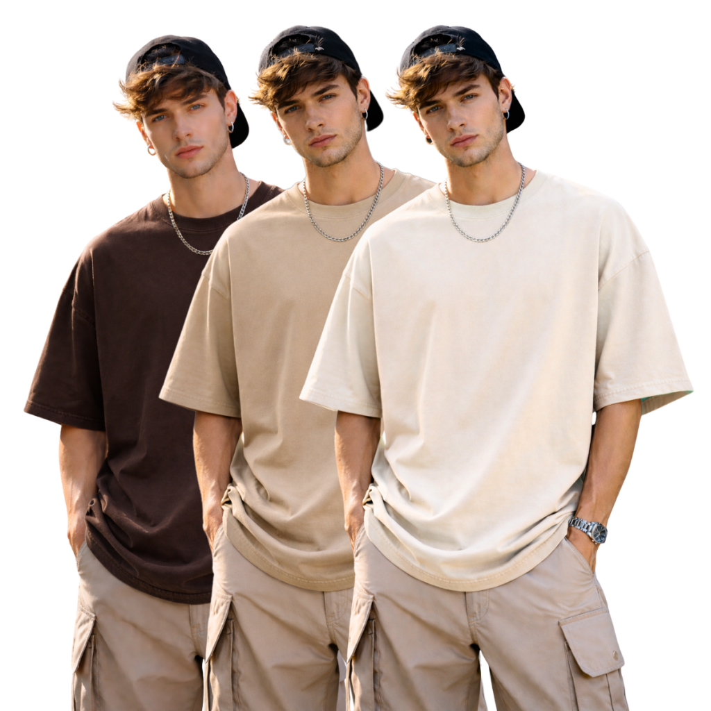 Kit 3 Camisetas Lisa Oversized Skate Masculina Algodão Ideal com Calça Jeans Shorts