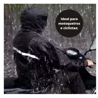 Capa de Chuva C/ Faixa de Sinalização E Capuz Impermeável Para Motoqueiro Ciclista Resistente Contra Chuva e Vento em Oferta na Shopee