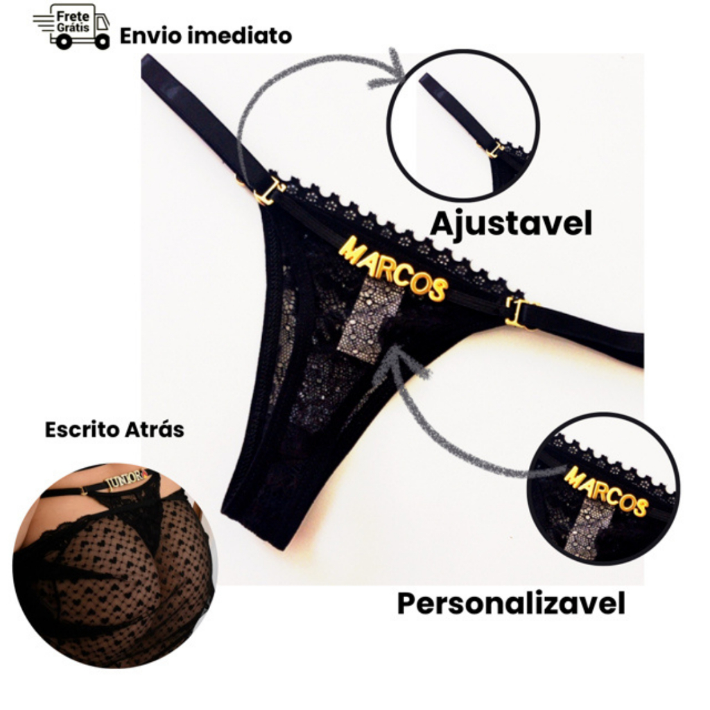 Calcinha Personalizada com Nome e Frase Calcinhas escritas com letras Douradas e Pratas em Oferta na Shopee