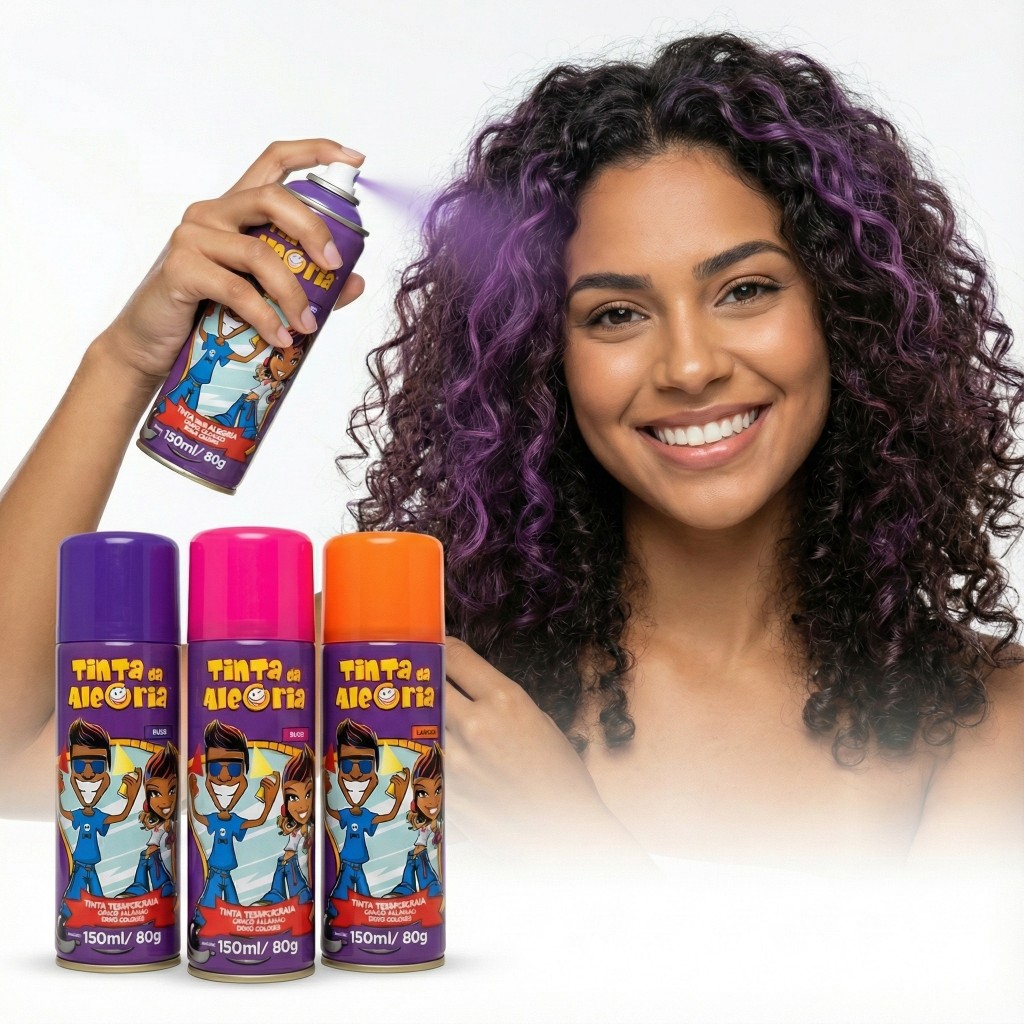 Spray Para Cabelo Tinta Temporária 150ML Colorida Da Alegria Carnaval Cabelo Maluco Lavável em Oferta na Shopee