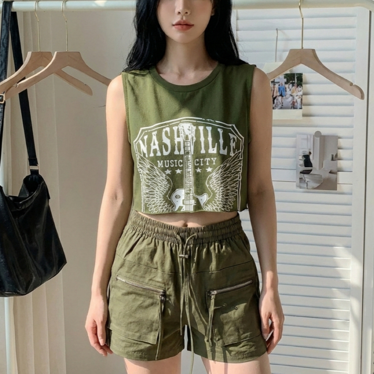 Regata Cropped feminina Estampada Nashiville em Oferta na Shopee