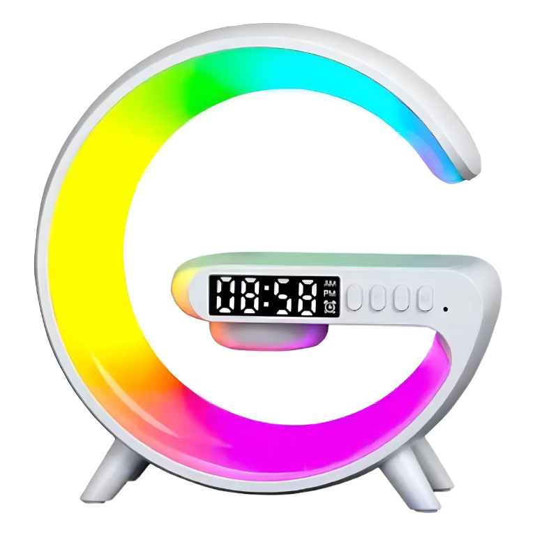 Carregador Sem Fio 3 Em 1 Relógio Despertador G63 Branco Branco