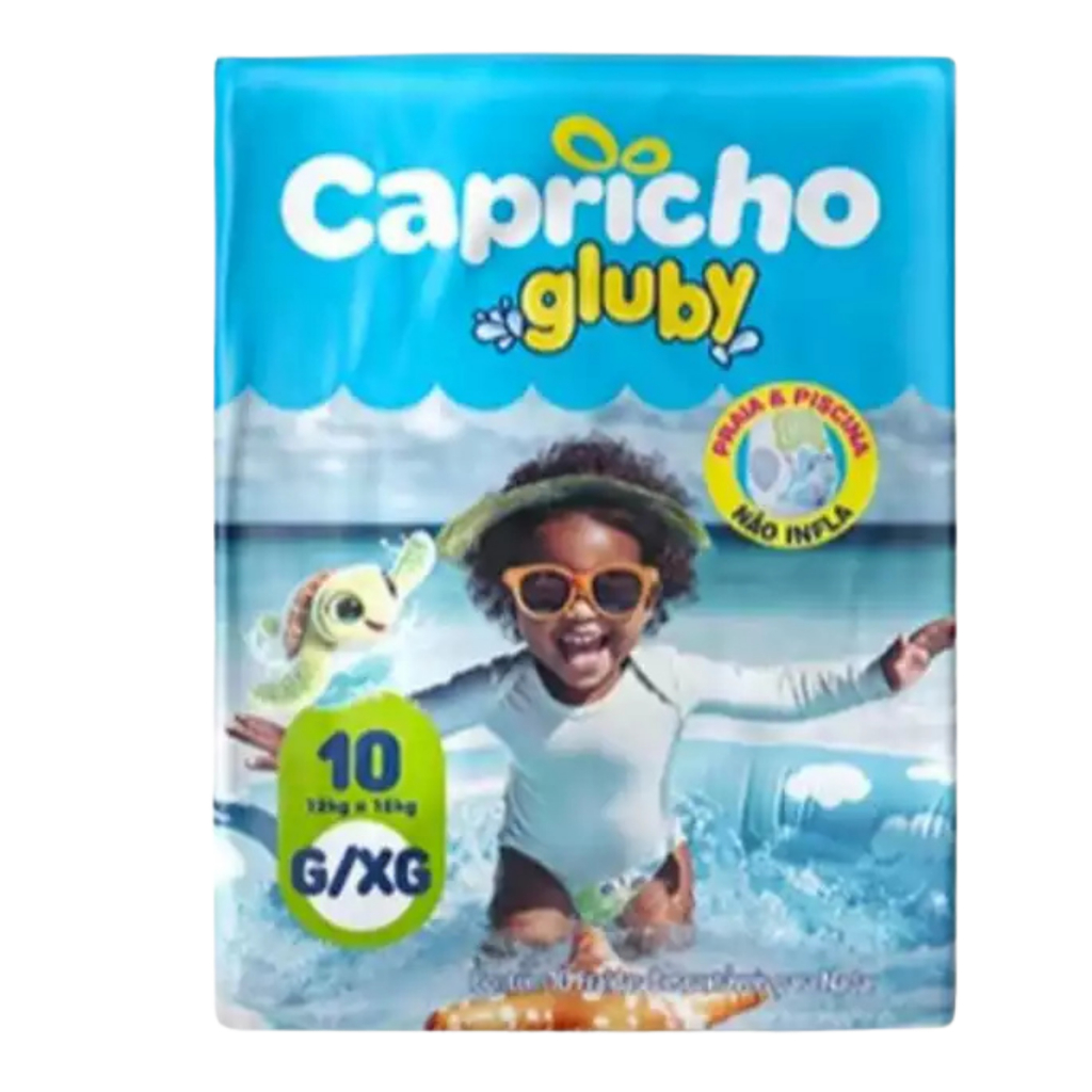 Fralda Para Nadar Capricho Praia/Piscina G/XG (12Kg a 15Kg) 10 Fraldas