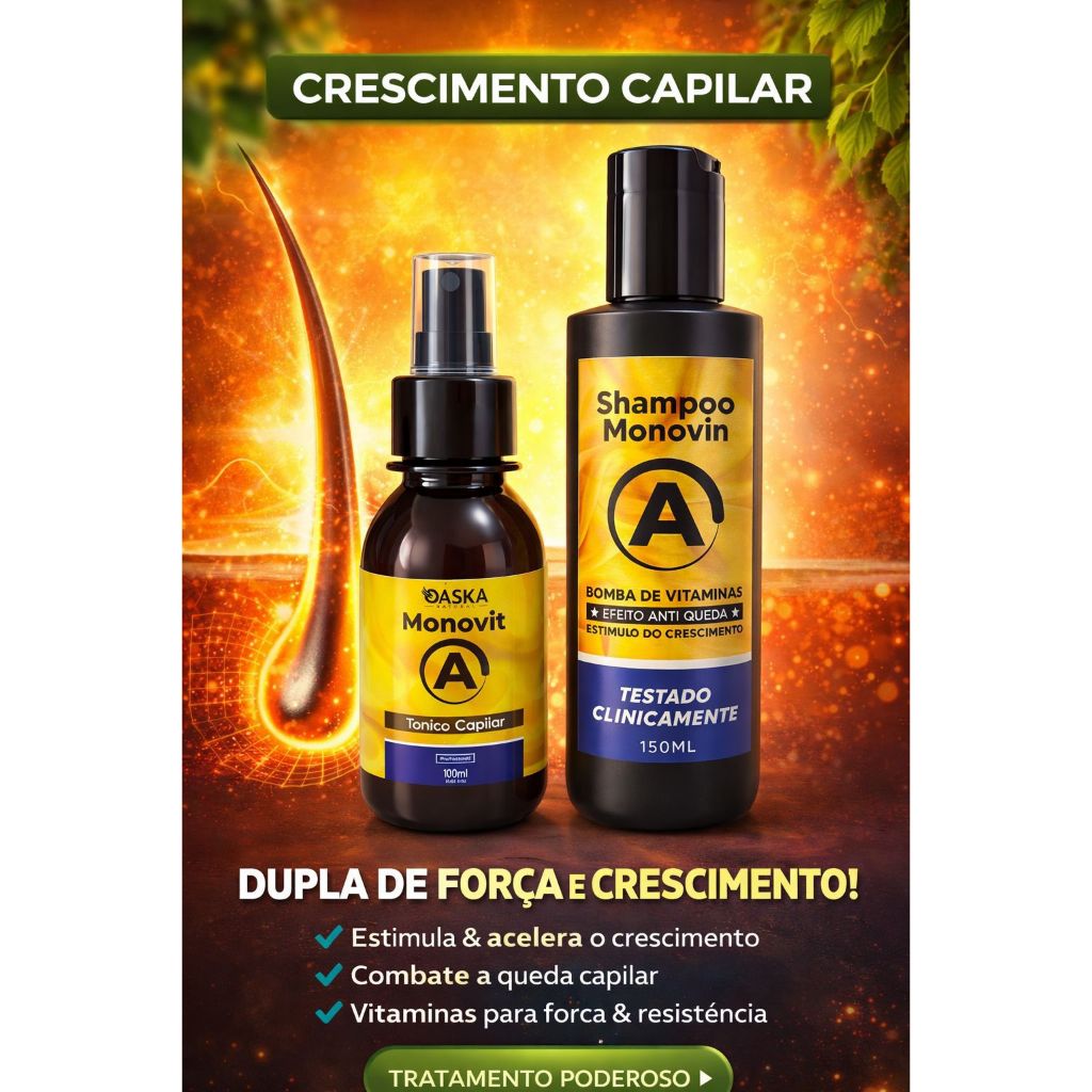 Shampoo Monovin 150ml+Tônico Capilar de Crescimento 100ml Combo do Crescimento em Oferta na Shopee