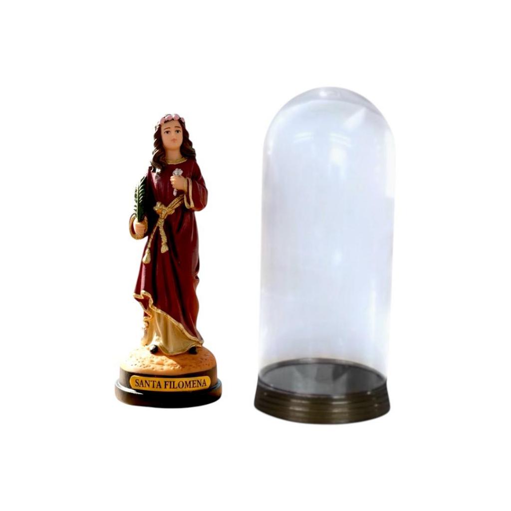 Imagem Santa Filomena Resina Nobre 12cm Com Cúpula Acrílico Oratório
