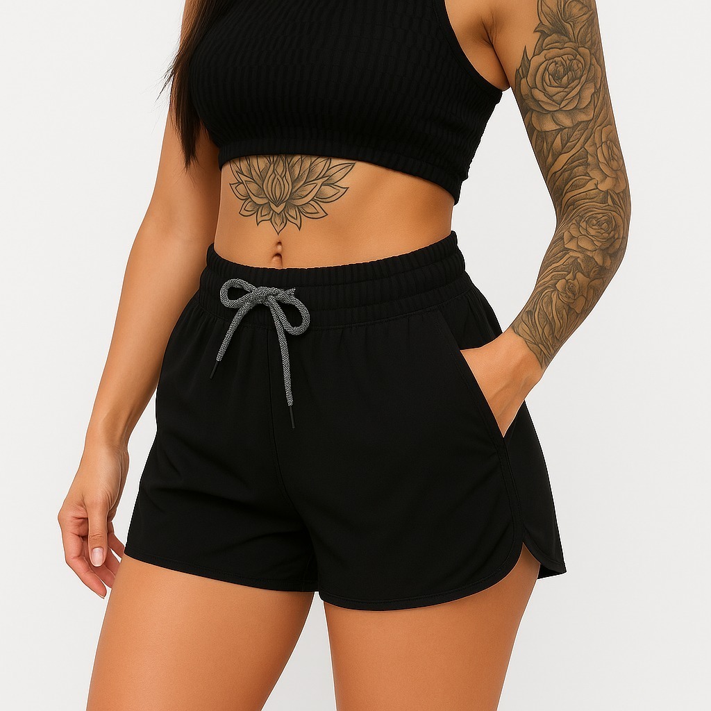 Short Feminino Tactel Elastano Academia Caminhada Uso Casual Esportivo Resistente Design Moderno E Estiloso