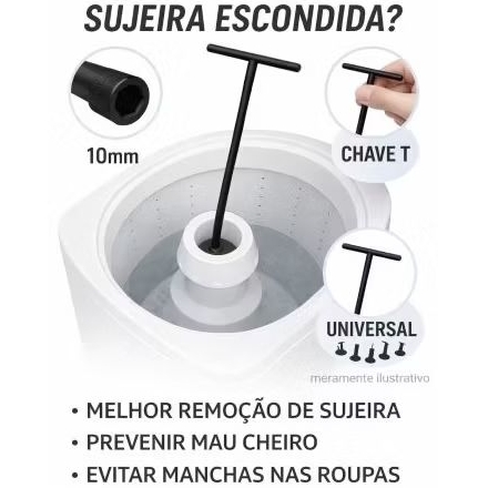 Chave T 10mm Longa para Agitador de Máquina de Lavar –Brastemp,Eletrolux,USO Universal.