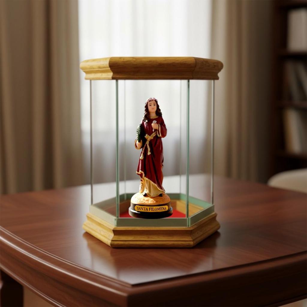 Imagem Santa Filomena Resina 15cm + Redoma De Vidro Oratório