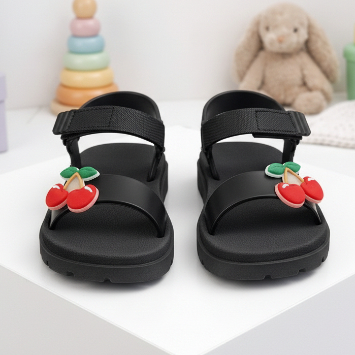 Sandália Papete Velcro Infantil Menina Leve Confortável Antiderrapante Frutas Morango Cereja Laranja em Oferta na Shopee