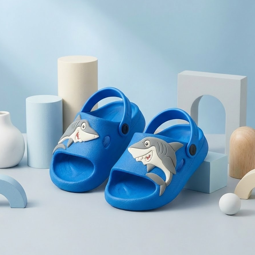 Chinelo Infantil Nuvem Menino Tubarão Mar Animais Confortável Leve Divertido Radical Macio
