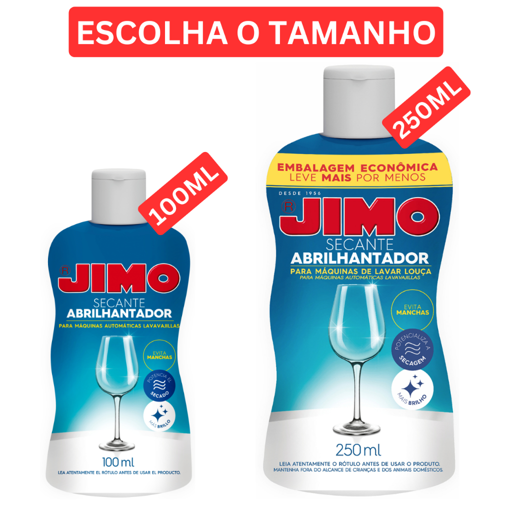 Jimo Secante Abrilhantador Maquina Lavar Louça 100ml ou 250ml em Oferta na Shopee