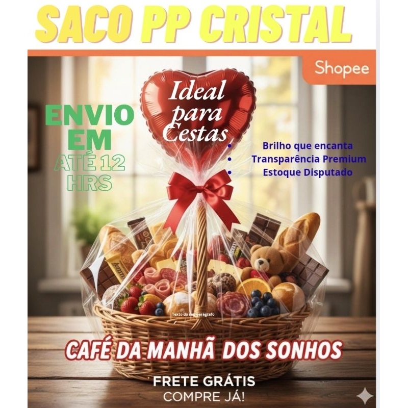 Sacos Para Cesta De  Café  e Presente 60x80 Saco Plástico Transparente Tipo Celofane Alta Qualidade em Oferta na Shopee