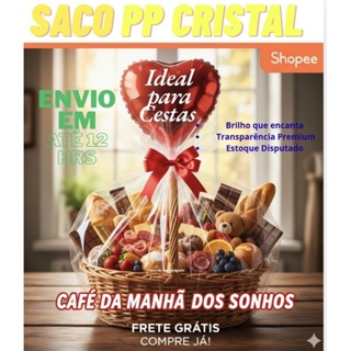 Sacos Para Cesta De  Café  e Presente 60x80 Saco Plástico Transparente Tipo Celofane Alta Qualidade em Oferta na Shopee