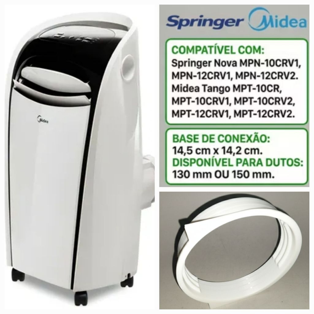 Conector Fixo Suporte Adaptador Exaustão Ar Condicionado Portátil Midea MPT-10CR Springer MPN-12CR