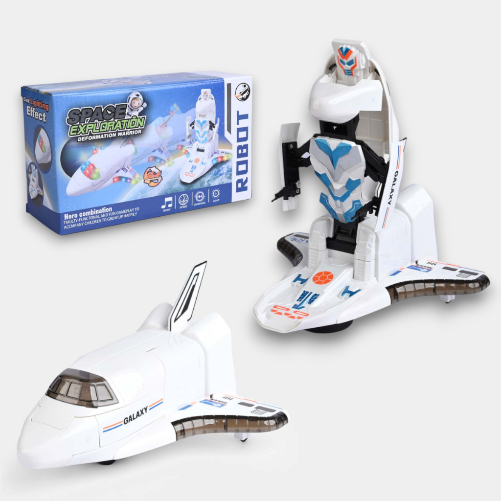Foguete Nave Espacial Transformer Luz Som e Movimento Brinquedo Infantil