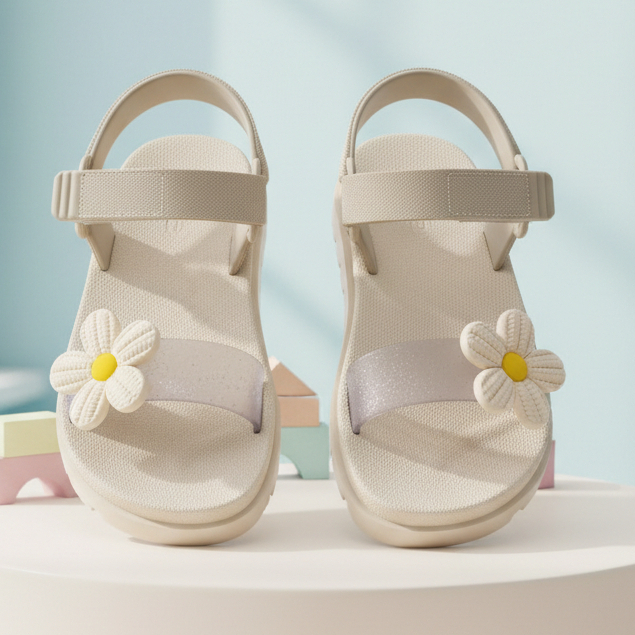 Sandália Papete Velcro Infantil Meninas Leve Confortável Antiderrapante Margarida Corações em Oferta na Shopee