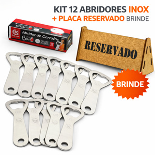 Kit 12 Abridores de Garrafa Inox Profissional Bar Boteco Cerveja + Placa Reservado Brinde em Oferta na Shopee