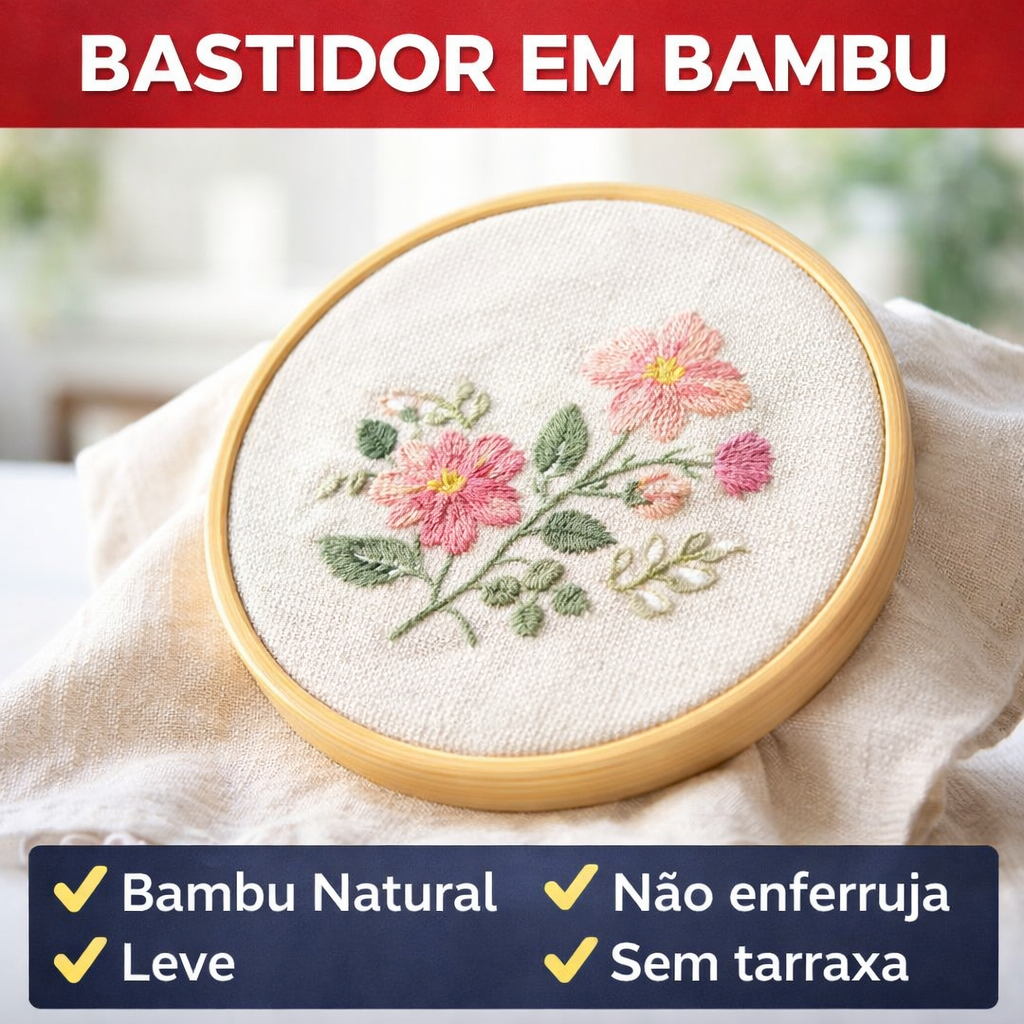 Bastidor de Madeira  de BAMBU Sem Tarraxa Para Bordados  - Bastidor Para Bordar Ponto Cruz