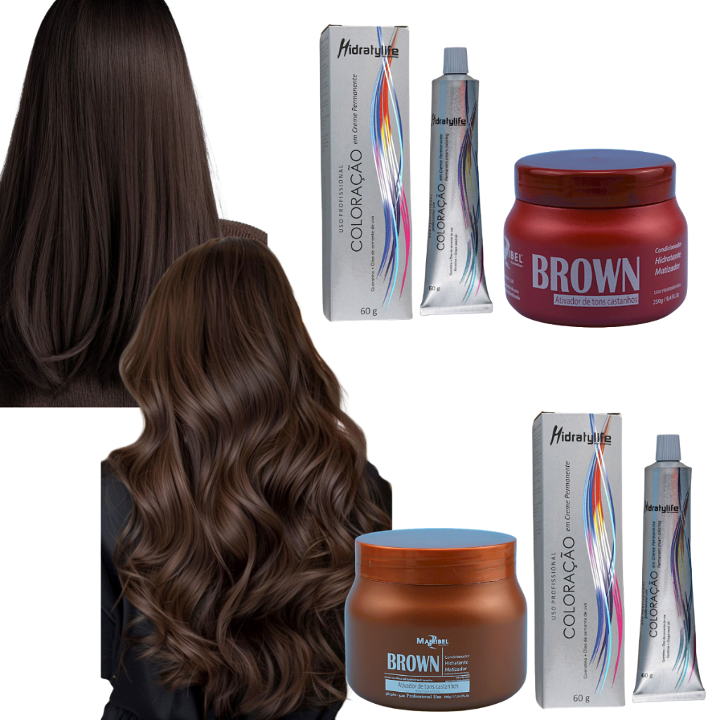 Kit Tinta Mairibel 3.0 Castanho Escuro + Matizador Brown | Castanho Uniforme