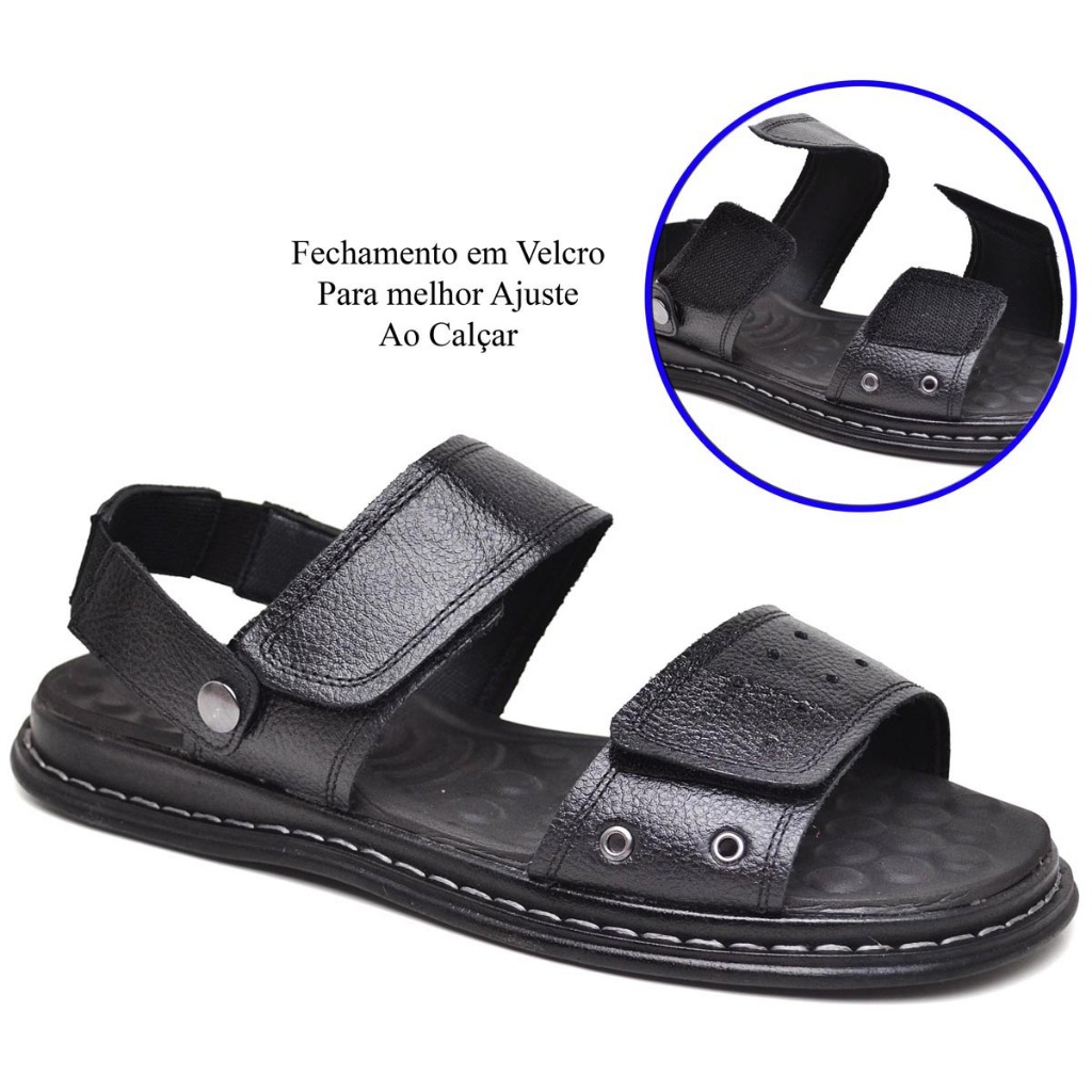 PROMOÇÃO Sandália Chinelo Papete Conforto Anti Stress Polo Star Five 100% Couro Legitimo