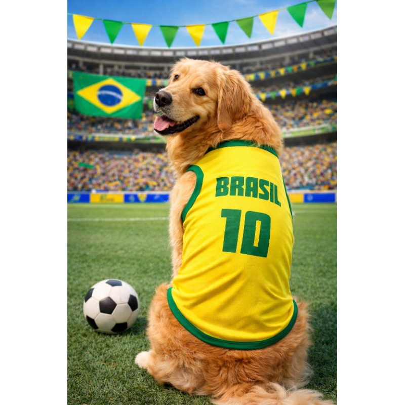 Roupinha de cachorro Brasil seleção brasileira com número roupa pet copa