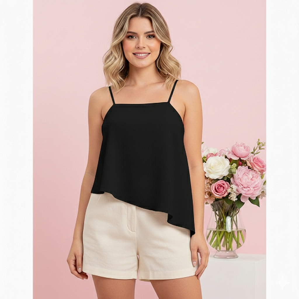 Blusa Feminina Regata Alcinha Assimétrica Tecido Duna Blusinha Feminina Assimétrica em Oferta na Shopee