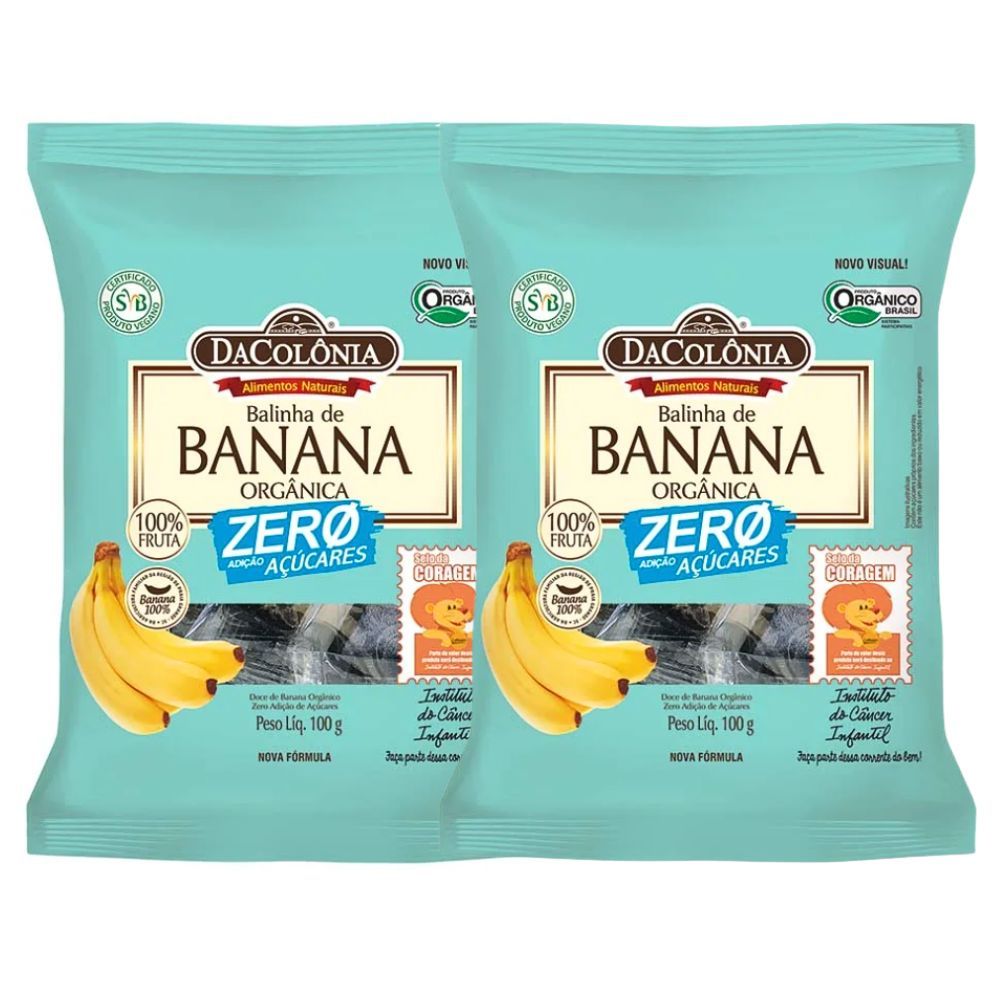 2 Bala De Banana Orgânica Zero Açúcar 100g Cada - DaColônia em Oferta na Shopee