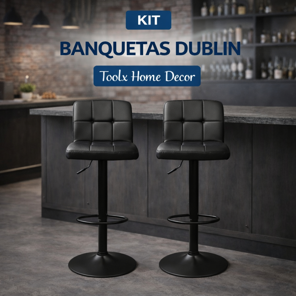 Kit 2 Banquetas Dublin Gomos Confort Estofada Altura Ajustável Envio Imediato – Toolx Home Decor