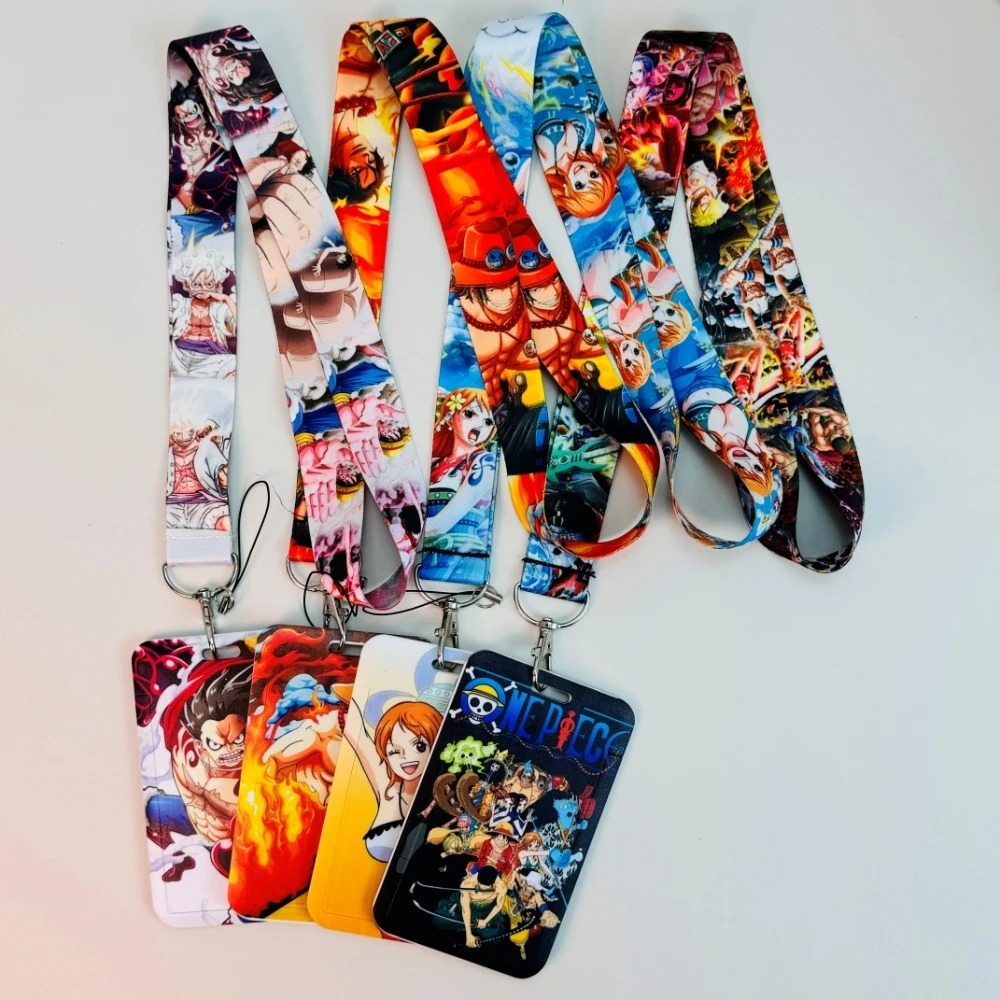 One Piece Anime Movie Lanyard Cordão Pescoço Porta Crachá Cartão Chaveiro Ginásio DIY Acessório Atacado