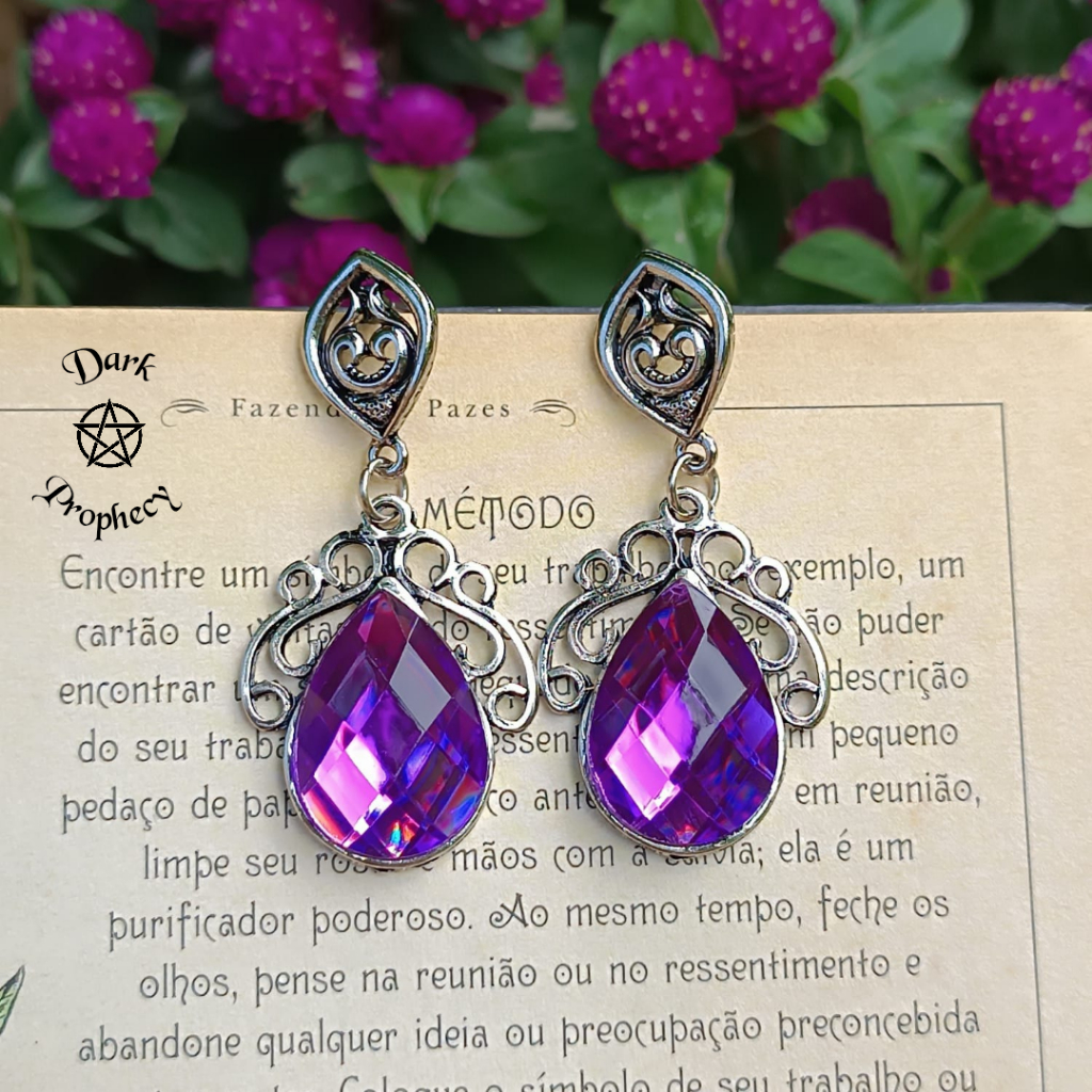 Brinco Arabesco Roxo Gótico em Oferta na Shopee