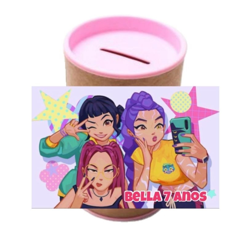 10 cofrinho personalizado guerreiras do kpop (lembrancinha aniversário)