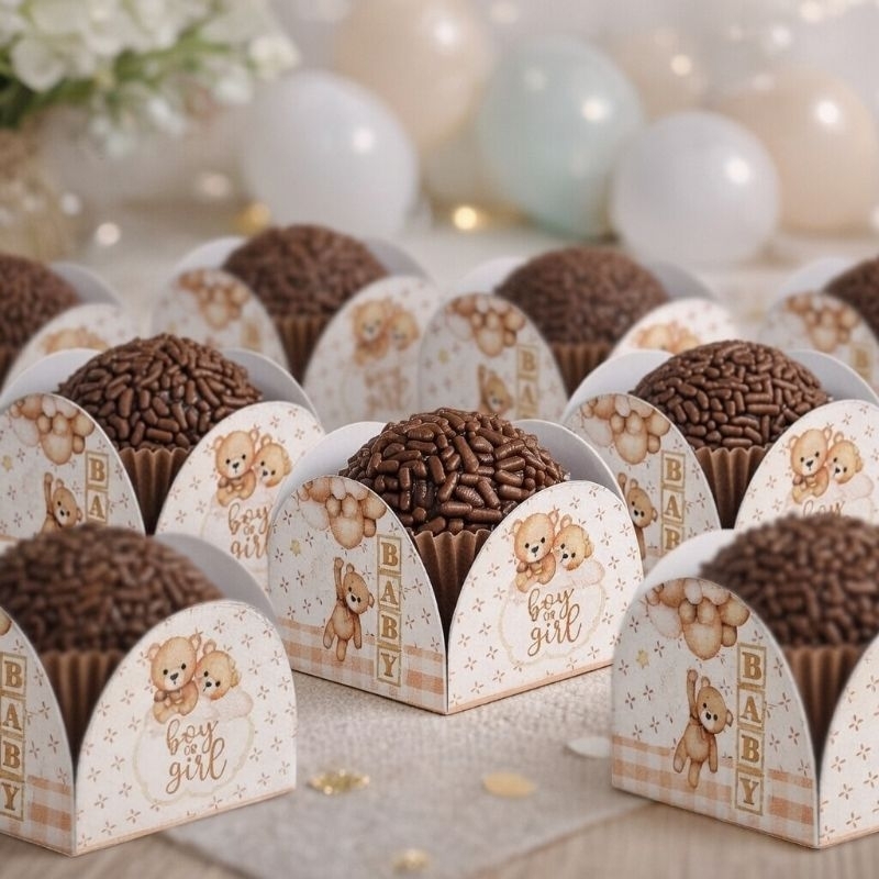 ENVIO RÁPIDO - 50 Forminhas para Doces Chá Revelação neutro  chá de Bebê Forminha brigadeiro chá revelação decoração