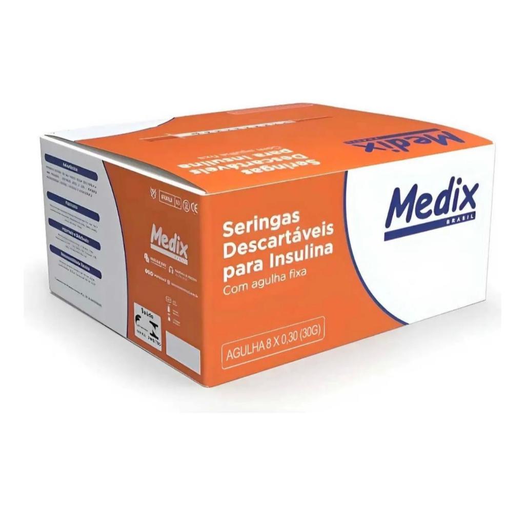 Seringa 1ml Insulina Sem Agulha Medix - 100 unid | Estéril e Fácil de Usar