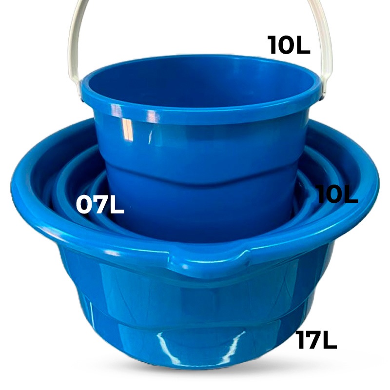 Kit 3 Bacias + 1 Balde Plástico Resistente Cozinha Limpeza 4L 7L 12L + Balde 10L