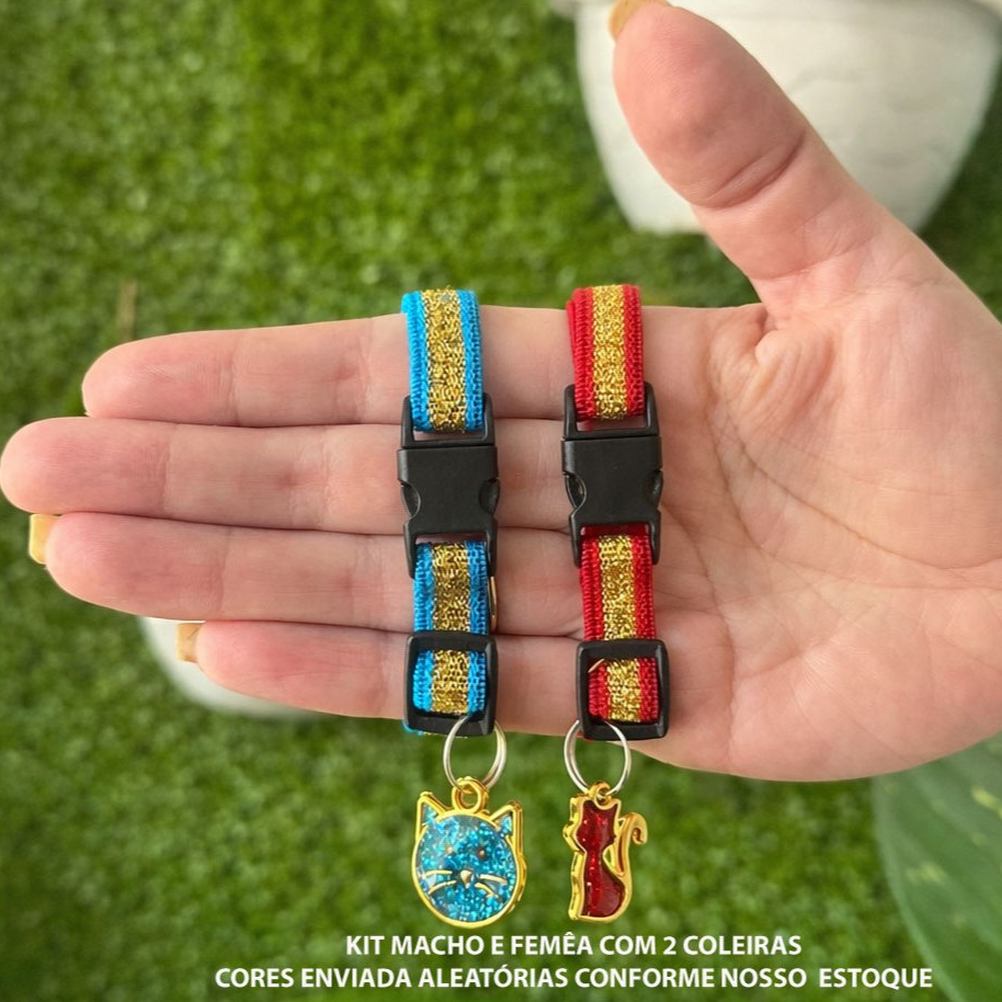 Kit Coleira para Gato Ajustável com Pingente | Macho ou Fêmea | Leve 2 Unidades  |  Envio Imediato em Oferta na Shopee