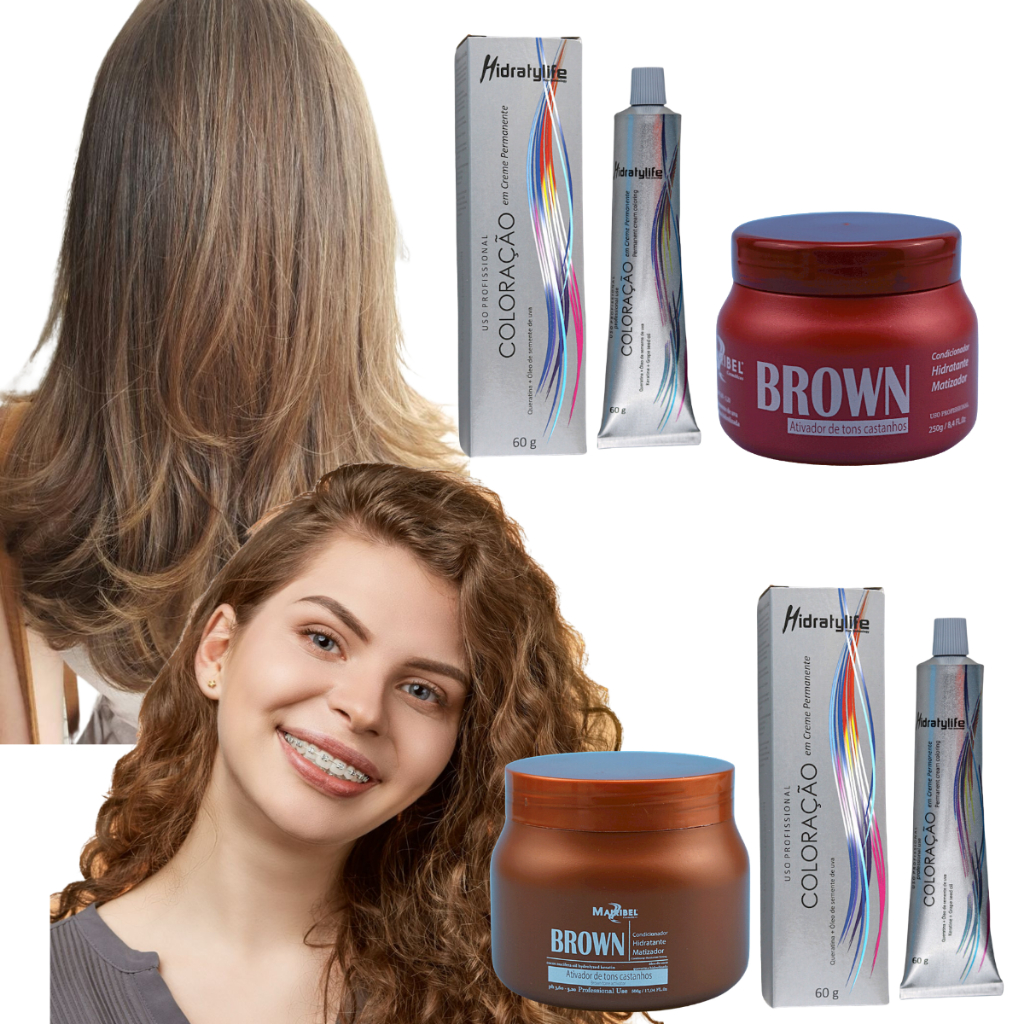 Kit Tinta Mairibel 6.0 Loiro Escuro + Matizador Brown 250g ou 500g