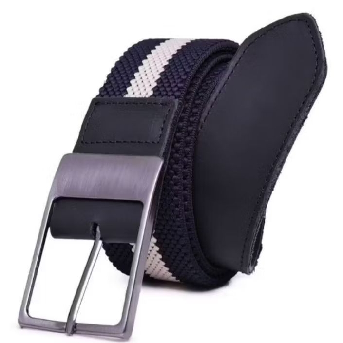 Cinto Masculino Plus Size Tecido Flexível Acabamento Ponteira Em Couro Ajuste Fivela Confortável,executivo Versátil... em Oferta na Shopee