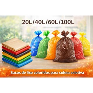 Saco de lixo 20/40/60/100 Litros com 100un Cozinha Banheiro Pia Direto da Fábrica em Oferta na Shopee