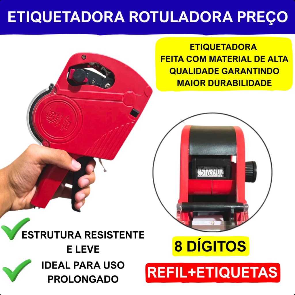 Etiquetadora Rotuladora Preço MX5500 EOS Manual 8 Dígitos Etiquetas + Refil