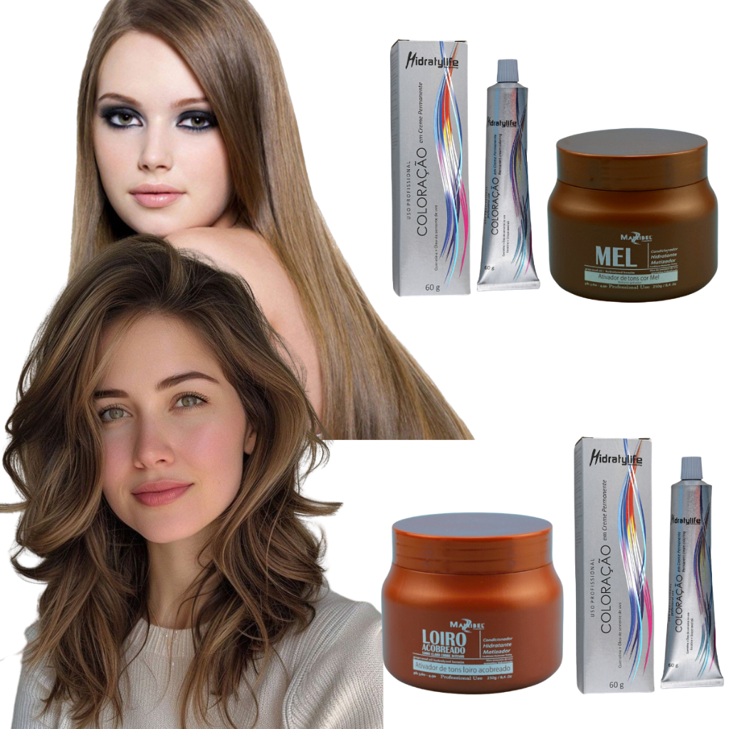 Kit Tinta de Cabelo Mairibel 7.0 Loiro Médio + Matizador 250g