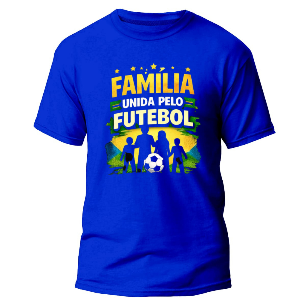 Camiseta Futebol Copa do Mundo Família Brasil Torcida Estampa Exclusiva Unissex