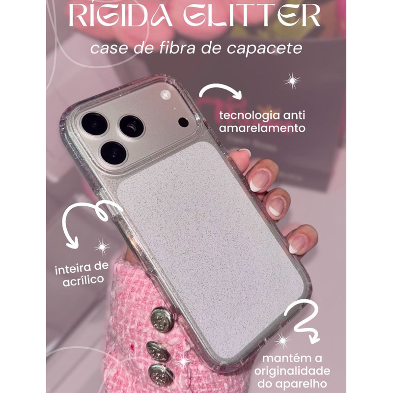 Capa Capinha Case Antipacto fibra de capacete Glitter resistente Acrilico Brilho protetora para iPhone 7/8 ao 16 Plus