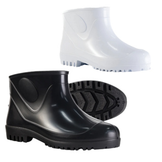 Bota Galocha PVC Preta e Branca Impermeável Antiderrapante CA40681 Cano Curto Profissional Domestica em Oferta na Shopee
